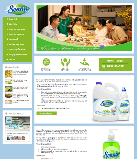 Thiết kế web giới thiệu sản phẩm nước rửa chén thiên nhiên Senny