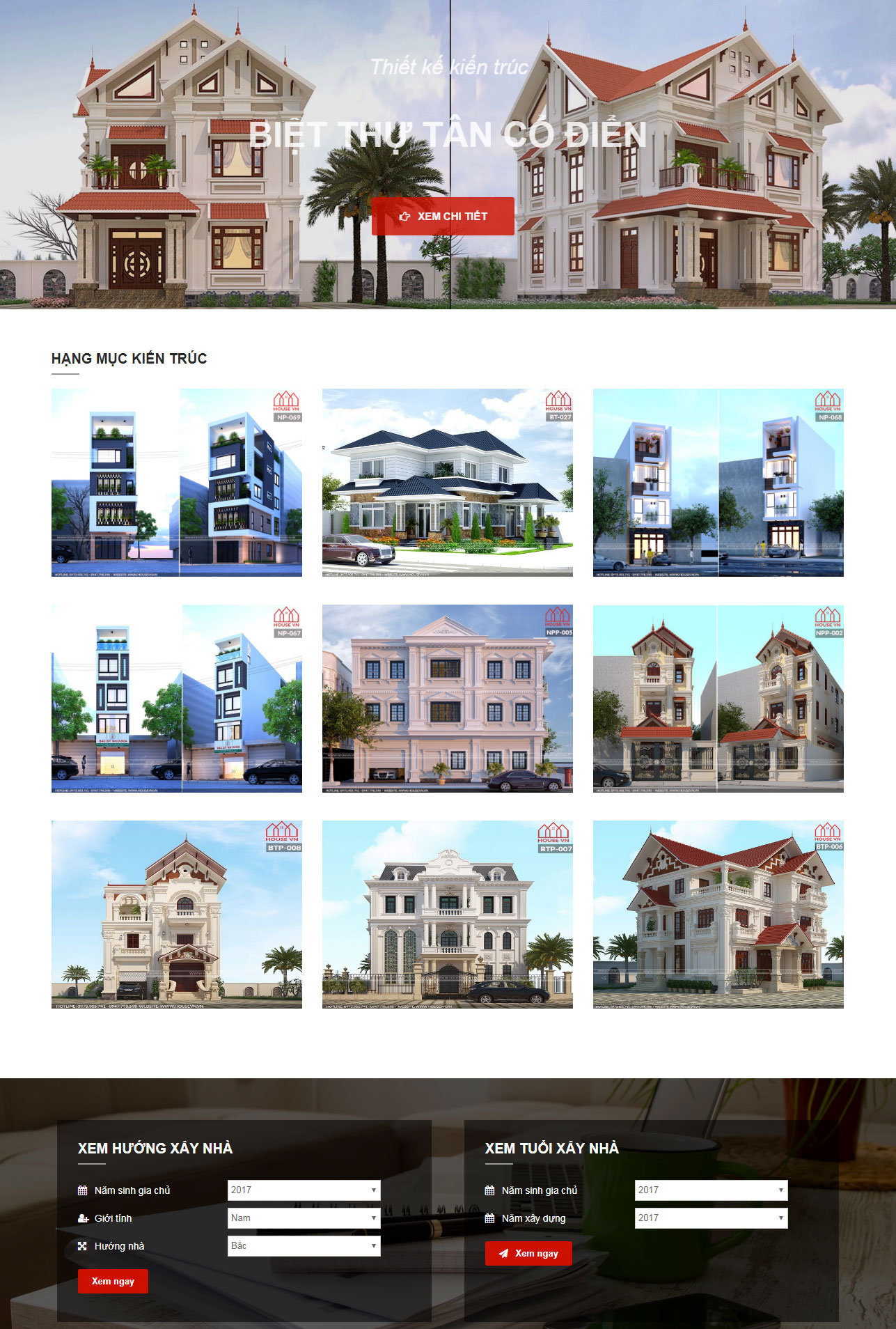 Mẫu thiết kế website giới thiệu công ty kiến trúc HouseVN