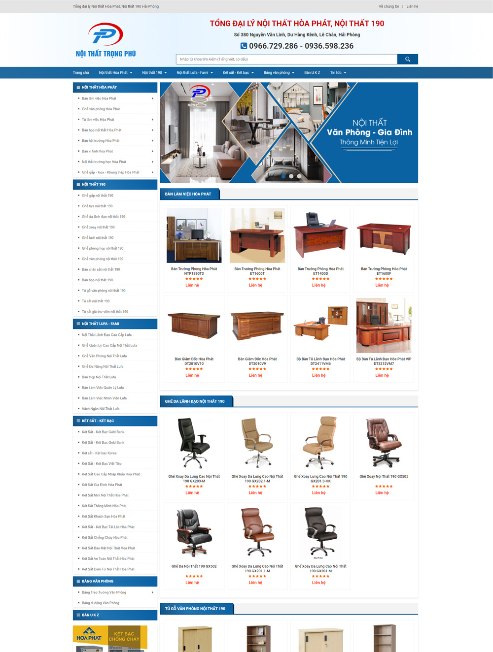 Mẫu web tổng đại lý bán nội thất bàn ghế uy tín, chất lượng