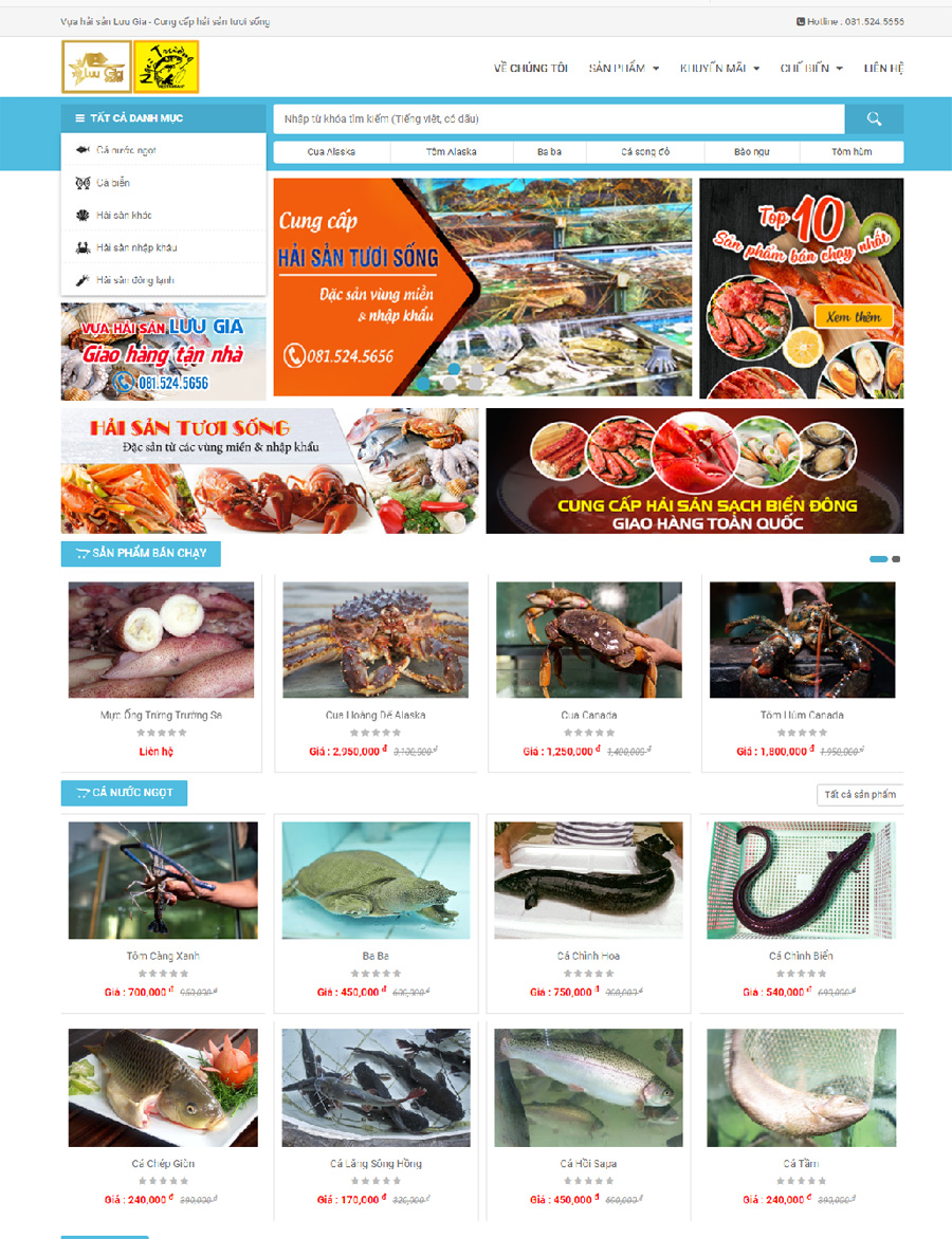 Thiết kế website bán hàng hải sản chuyên nghiệp, ấn tượng