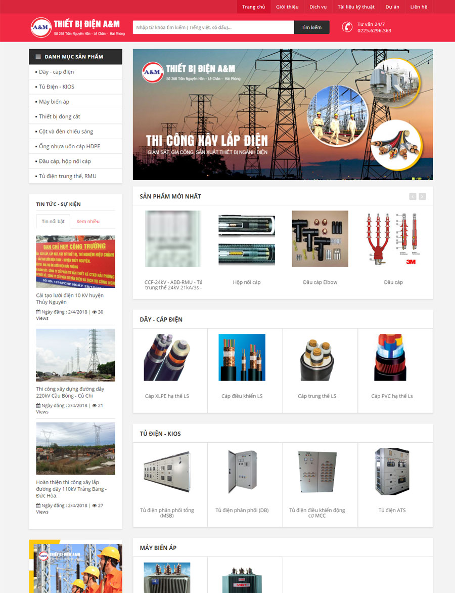 Mẫu thiết kế website bán thiết bị điện chuẩn SEO
