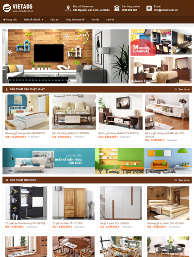 Mẫu website bán nội thất đồ gỗ