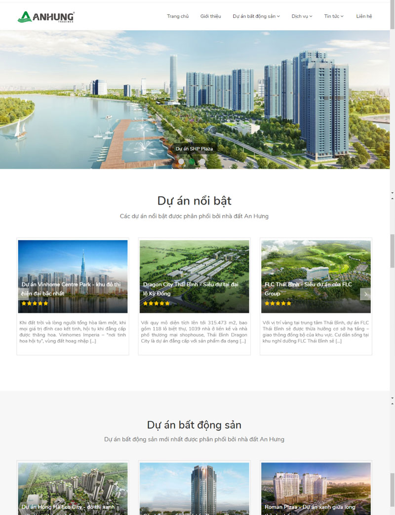 Mẫu thiết kế website giới thiệu công ty bất động sản đẹp