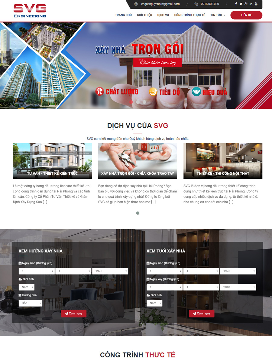 Thiết kế website công ty kiến trúc, xây dựng đẹp chuẩn SEO