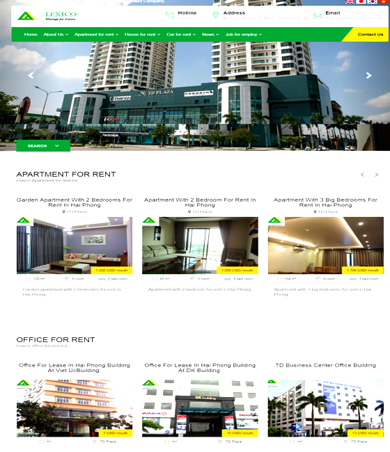 Thiết kế website cho thuê văn phòng LEXICO