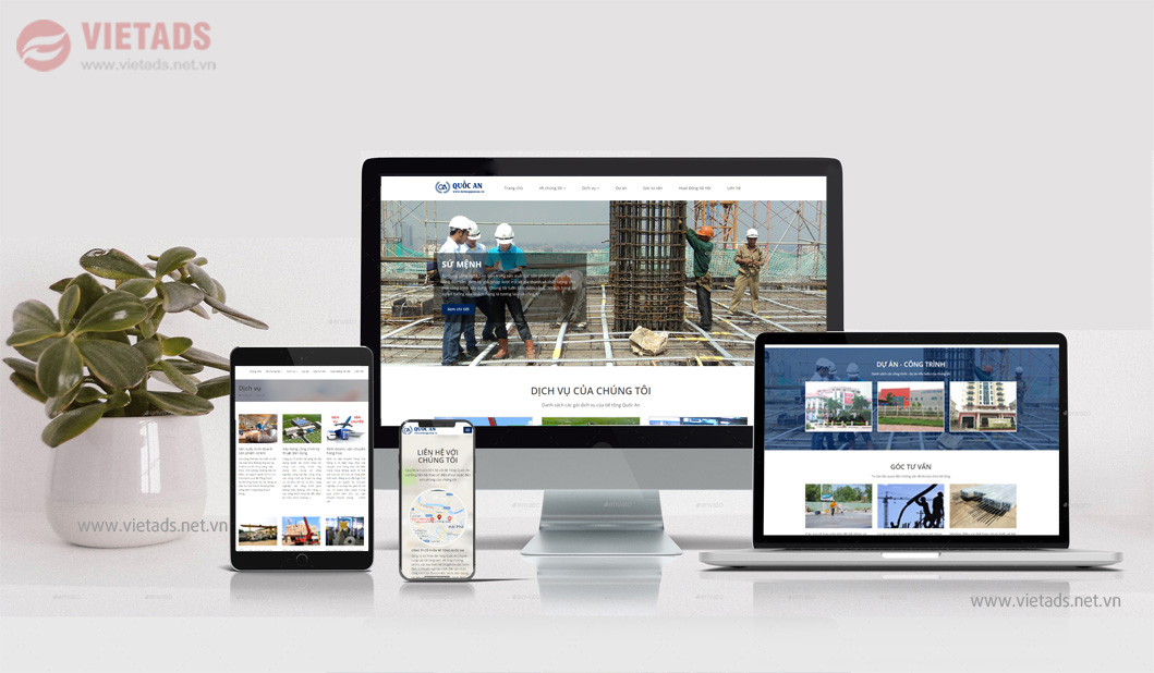 VIETADS- Thiết kế web giới thiệu công ty bê tông chuẩn Seo, chuyên nghiệp
