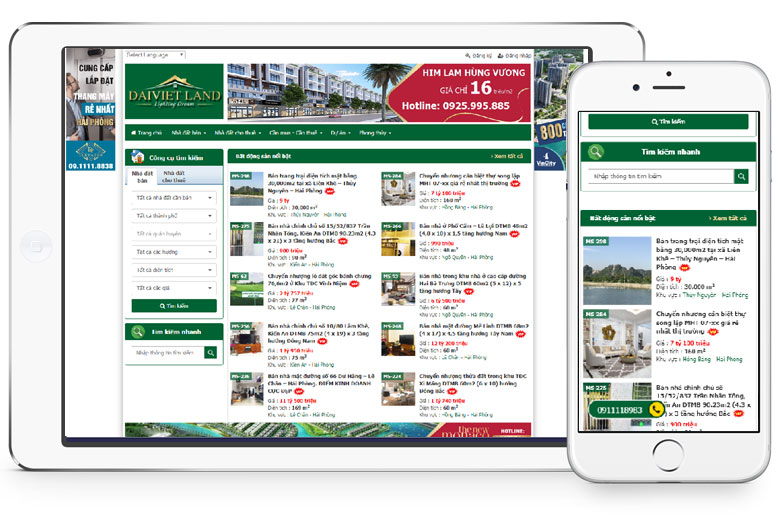 mẫu website bất động sản đẹp chuẩn SEO tại Hải Phòng