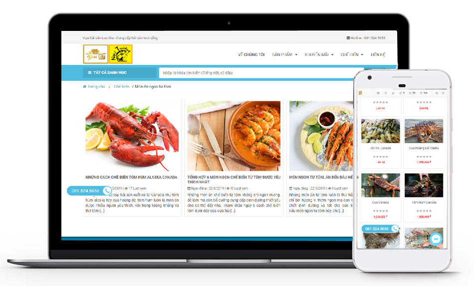 thiết kế web bán hải sản online chuyên nghiệp